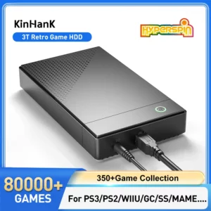 KINHANK 3T Hyperspin Attraction Gaming HDD With 80000 Retro Games For PS3/PS2/WII/WIIU/SS/GC/N64 Portable HDD For Win 7/8/10